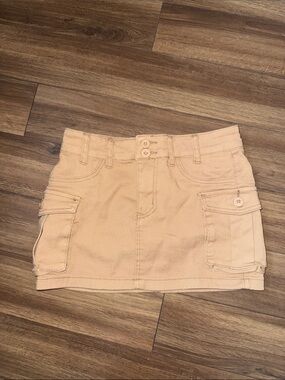 Beige Cargo Pocket Mini Skirt - Women's